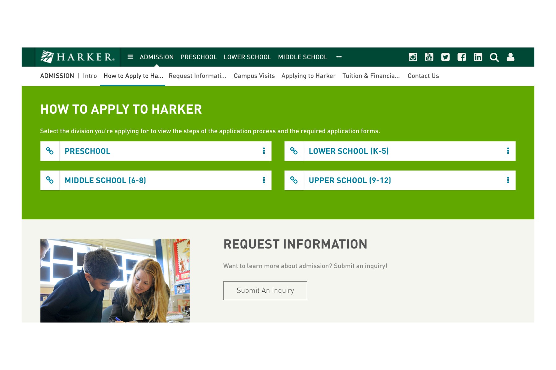 Creative UI elements on an inside page